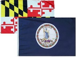 AES 3x5 3&#39;x5&#39; Wholesale Combo Set State Maryland &amp; Virginia 2 Flags Flag Banner  - £7.82 GBP