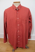LL Bean XL Orange Wrinkle Free Check Long Sleeve Button-Front Shirt 275569 - $25.64