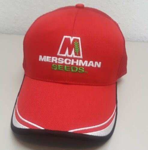 Primary image for Trucker, Industrial, Baseball Cap, Hat Merschmann Seeds Red/White/Black Stripe