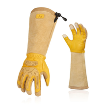 Safety Work Gloves Men,Extra-Long Cuff Thornproof,Premium Cow Grain Leat... - $35.99