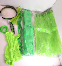 80s Womans Costume- Green,tutu,leg Warmers,gloves,earrings,headband,brac... - £7.52 GBP