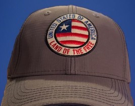 UNITED STATES OF AMERICA LAND OF THE FREE GREY HAT PATRIOTIC USA Flag AD... - $12.19