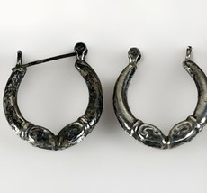 Vintage 925 Sterling Silver Double RAMS HEAD Hoop Earrings *READ* - £28.84 GBP