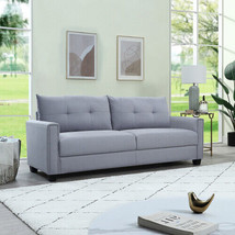 Linen Fabric Upholstery sofa/Tufted Cushions/ Easy, Assembly,Light Grey - £286.66 GBP
