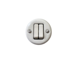 Porcelain Switch Push Button 2 Gang Two-Way White Diameter 2.5&quot; OLDE WORLDE - £35.88 GBP