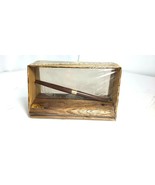 VTG SEALED North Country Glassworks Desk Pen Set Holder Etched Glass Oak... - $6.79 CAD