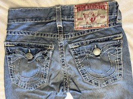 True Religion Billy Super T Flap Pocket Denim Jeans Sz 29x32.5 Distressed - £68.61 GBP