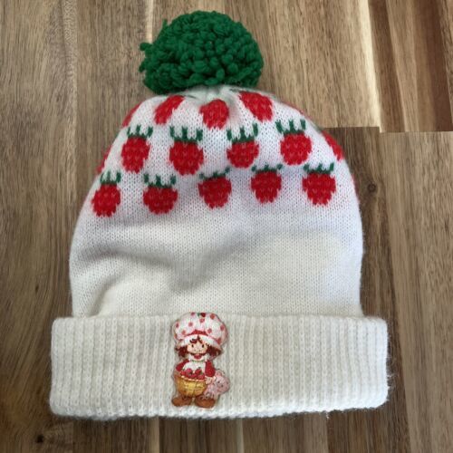 Vintage Strawberry Shortcake Girls Winter Hat With Green Pom Pom Top 1981 - $28.49