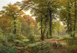 Art Deer in the forest glade oil paintings Giclee Art Printed on canvas - £8.72 GBP+