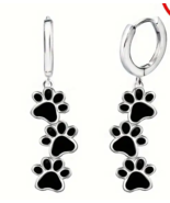 Black paw print heart earrings - $14.50