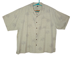 Mens Tommy Bahama Silk S/S Button Up Dress Shirt Khaki Tones Floral Stamp Sz XXL - £34.89 GBP