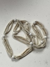 Vintage Long Cream Glass w Triple Tiny Bead Strand Necklace – 29 inches in lengt - £13.12 GBP