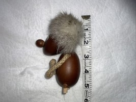Hans Bolling Denmark Teak Wood Figurine Mid Century MCM Rabbit Fur -MISS... - $14.84