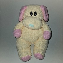 VTG Ty Dogbaby Lovey Rattle Plush Puppy Dog 12&quot; Yellow Pink Baby Toy 1999 - $19.75