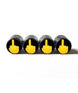 Middle Finger Emoji Tire Valve Stem Caps - Black Aluminum - Set of Four - £12.58 GBP