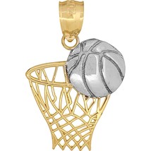 14K TT Gold Basketball Hoop Charm 18&quot; Chain Jewelry - £148.41 GBP