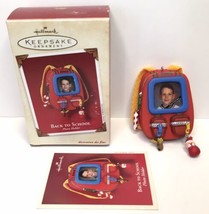 Hallmark Ornament Back to School Photo Holder 2002 Christmas Bookbag Bac... - £7.46 GBP