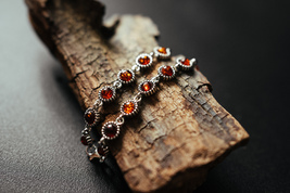 Lovely delicate bracelet. Made of sterling silver and cognac baltic amber. - £68.73 GBP