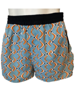 Ezra Blue, Black, Orange Geometric Print Athletic Shorts Elastic Waist S... - €10,54 EUR