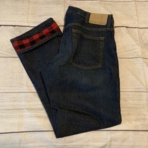 Eddie Bauer Mens Size 38x32 Flannel Lined Straight Fit Denim Jeans Blue - £19.57 GBP