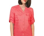 Nicole Miller ~ Women&#39;s Size Small ~ Calypso Coral ~ Linen ~ Button Up Top - £17.57 GBP