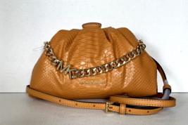 New Michael Kors Nola Small Snake Embossed Crossbody Chain Clutch Cider Dust bag - $120.81