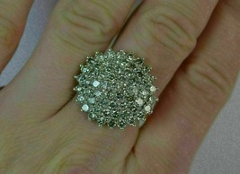 2 Ct Round Cut Diamond Engagement &amp; Wedding Cluster Ring 14K Yellow Gold Finish - £92.48 GBP