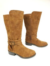 Steve Madden Girls JBRAYLIN Knee High Zipper Western Boots Tan Brown Size 4 - £35.92 GBP