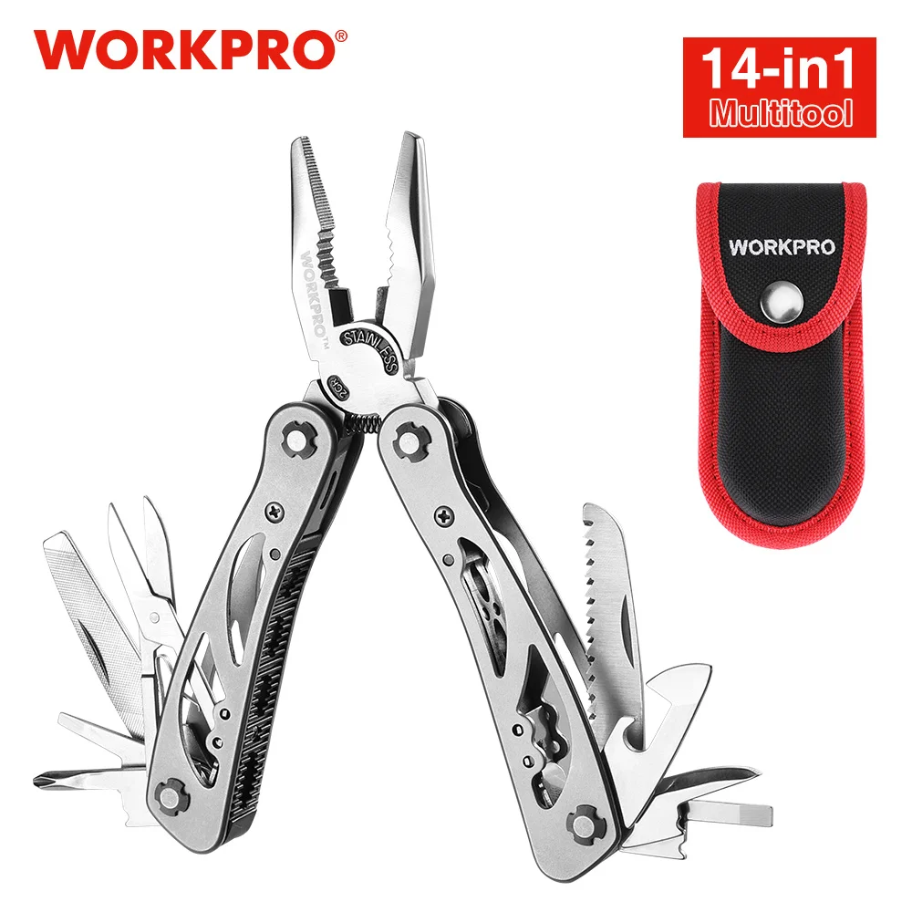 WORKPRO 14 in 1 Multi Tool Plier Portable Pocket with Nylon Sheath Outdoor - $28.48+