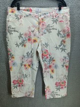 OSO Casual Women’s Stretch Capris Cropped White Floral Pants Sz. 14 - £15.80 GBP