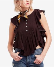 Free People Womens Top Tiny Bells Beaded Black Pearl Brown Size Xs OB805477 - £37.87 GBP