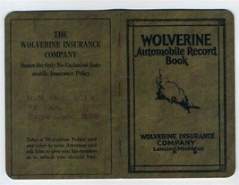 Automobile Record Book 1926 Wolverine Insurance Company Lansing Michigan  - $21.78