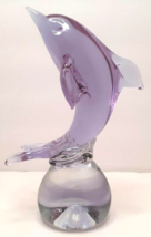 Hand Blown Glass Dolphin Statue Figurine 7&quot; Tall Vintage - £28.08 GBP