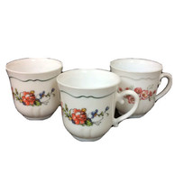 Three 3 Arcopal France Coffee Tea Cups Mug Milk Glass Florentine Provini... - $12.31