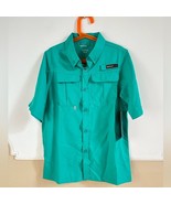 Boys Swiss Alps Teal Collared Tech Button Down Shirt short sleeve10/12 - $577.54 MXN