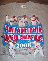 Philadelphia Phillies Mlb Baseball 2008 Champions T-Shirt Mens Medium Gray New - $24.74