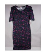 NWT LuLaRoe Julia Pencil Dress Black With Colorful Feathers Design Size ... - $297.97 MXN