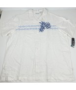 Cubavera Mens Big &amp; Tall Leaf Print Short-Sleeve Camp Shirt Brilliant Wh... - €34,23 EUR