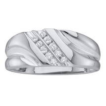 14k White Gold Round Diamond Mens Masculine Wedding Anniversary Band Ring - £288.73 GBP