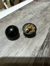 Vintage Signed VOGUE JLRY Black Gold Tone Clip On Earrings - £15.56 GBP