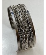 MEXICO 925 STERLING SILVER 1 INCH WIDE TWISTED WIRE CUFF BRACELET BANGLE... - $47.47