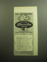 1958 Sands Hotel Ad - For reservations at the fabulous Sands Hotel Las Vegas - £14.53 GBP