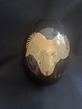 Aries Zodiac Sign Astrology Black Gold Ceramic Egg , Figurine, Ram, 3/21... - £6.16 GBP