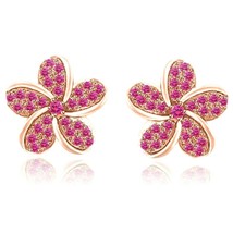1/3Ct Dark Pink Sapphire Flower Cluster Women&#39;s Earrings 14k Rose Gold Plated - £58.90 GBP