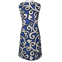 Maggy L Plus Size 14 Blue Multi Color Swirl Print Sleeveless Sheath Midi Dress - £31.96 GBP