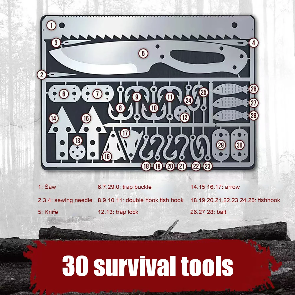 Survival Tool Card Outdoor EDC Survival Fishing Hook Card Multifunctional - £8.62 GBP+