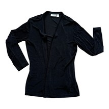 Chico&#39;s Travelers Cardigan Womens Size Large Black Open Front 3/4 Sleeve - $240.74 MXN