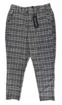 Modern Works Women&#39;s Ankle Pants w/ Pockets Size M Black Gray Plaid - £18.15 GBP