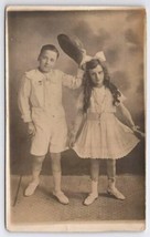 RPPC Victorian Brother And Sister Studio Real Photo Postcard G34 - $4.95