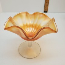 Fenton Art Glass Golden &quot;Stippled Rays&quot; Marigold Carnival Glass Stemware... - £14.45 GBP